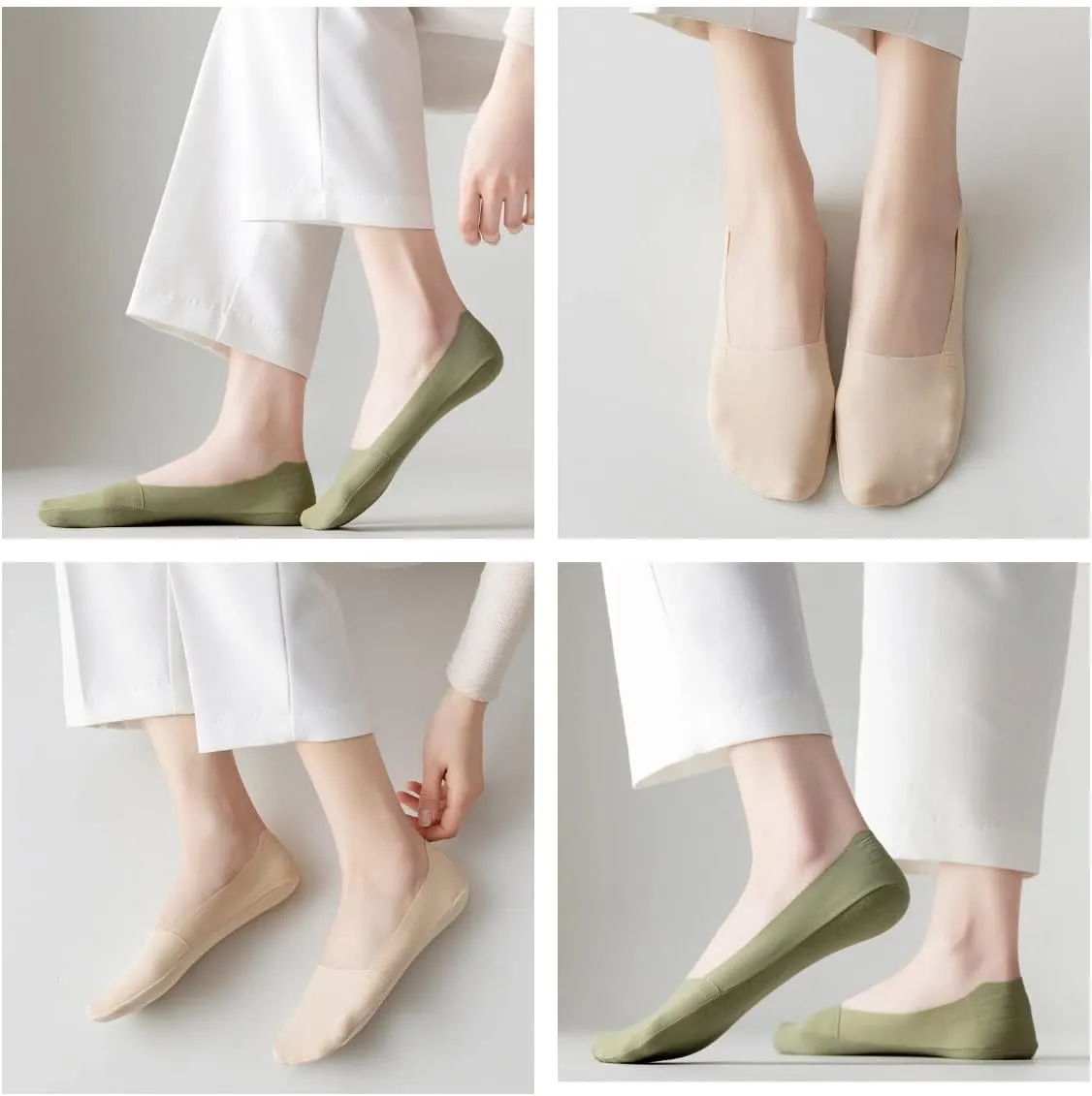 10/20 Pairs No Show Socks for Women Non-slip Low Cut Liner Socks Invisible Ice Silk Socks
