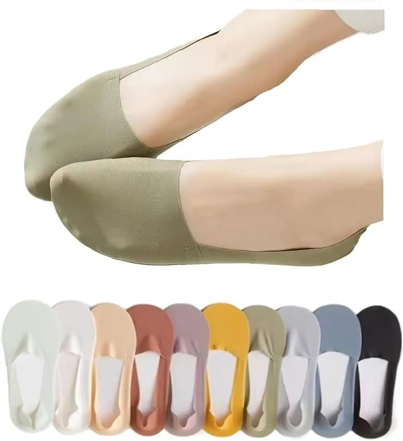 10/20 Pairs No Show Socks for Women Non-slip Low Cut Liner Socks Invisible Ice Silk Socks