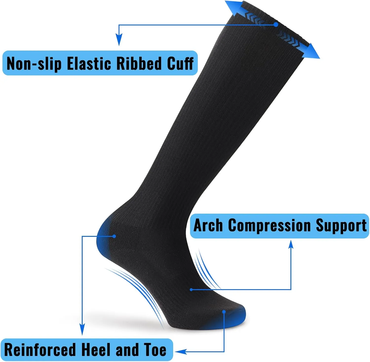 3 Pairs Over the Calf Socks for Men Women Cushioned Work Boot Socks Knee High Tube Socks
