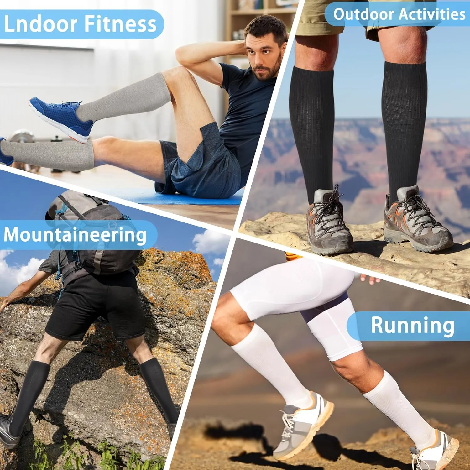 3 Pairs Over the Calf Socks for Men Women Cushioned Work Boot Socks Knee High Tube Socks