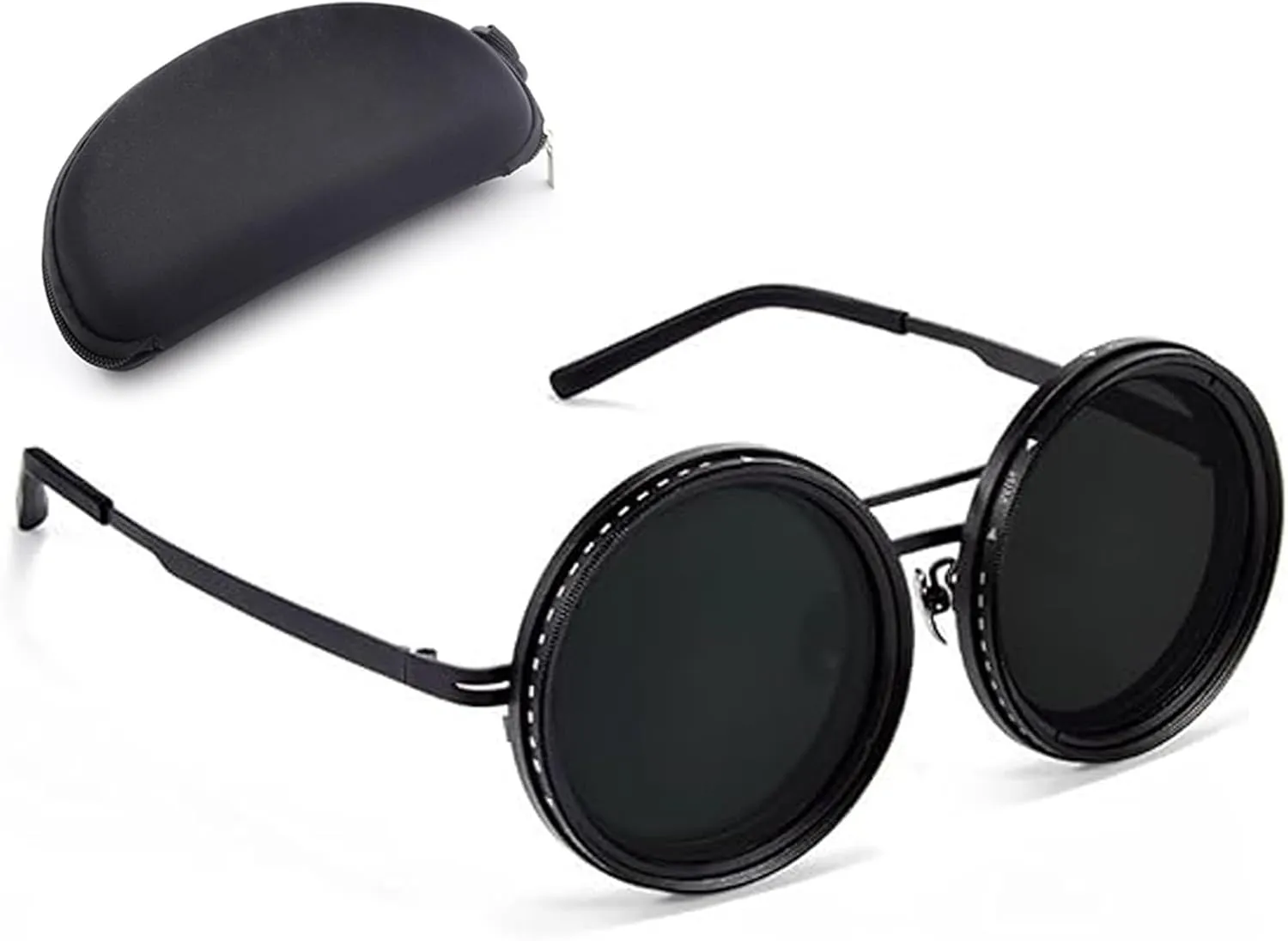 Adjustable Shades Glasses,Round Nd9 Polarized Sunglasses,1-9 Gears Beach Tint Eyewear,Dimming Filter Lens Glasses