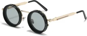 Adjustable Tint Sunglasses, 1-9 Gears Steampunk Retro Metal Round Polarized Glasses with ND Filter Lenses