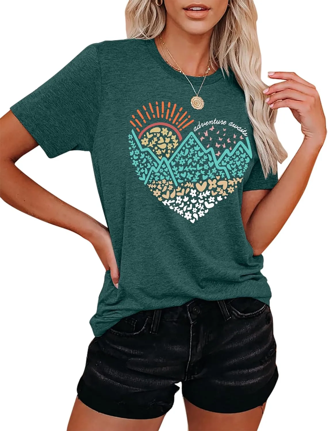 Adventure Tshirt Women Mountain Shirts Hiking Graphic Tees Summer Outdoor Casual Vacation Tops