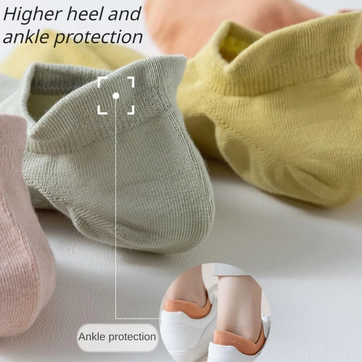 Ankle Socks for Women Pure Cotton No Show Socks Womens with Heel Tab Color Low Cut Soft 5 Pairs 4-8.5