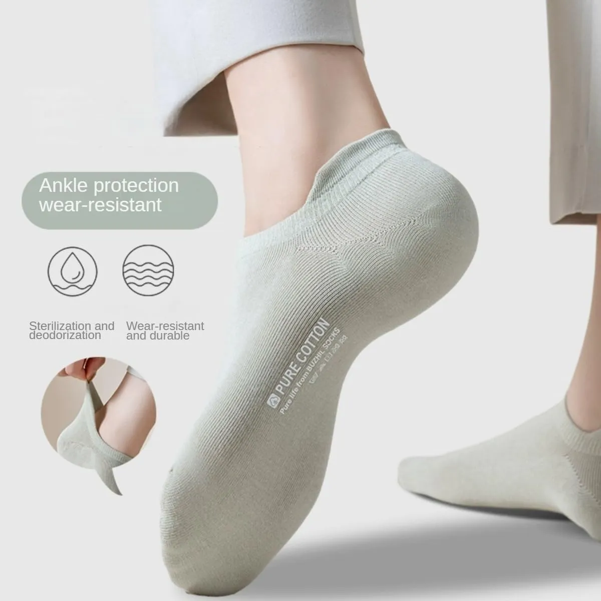 Ankle Socks for Women Pure Cotton No Show Socks Womens with Heel Tab Color Low Cut Soft 5 Pairs 4-8.5
