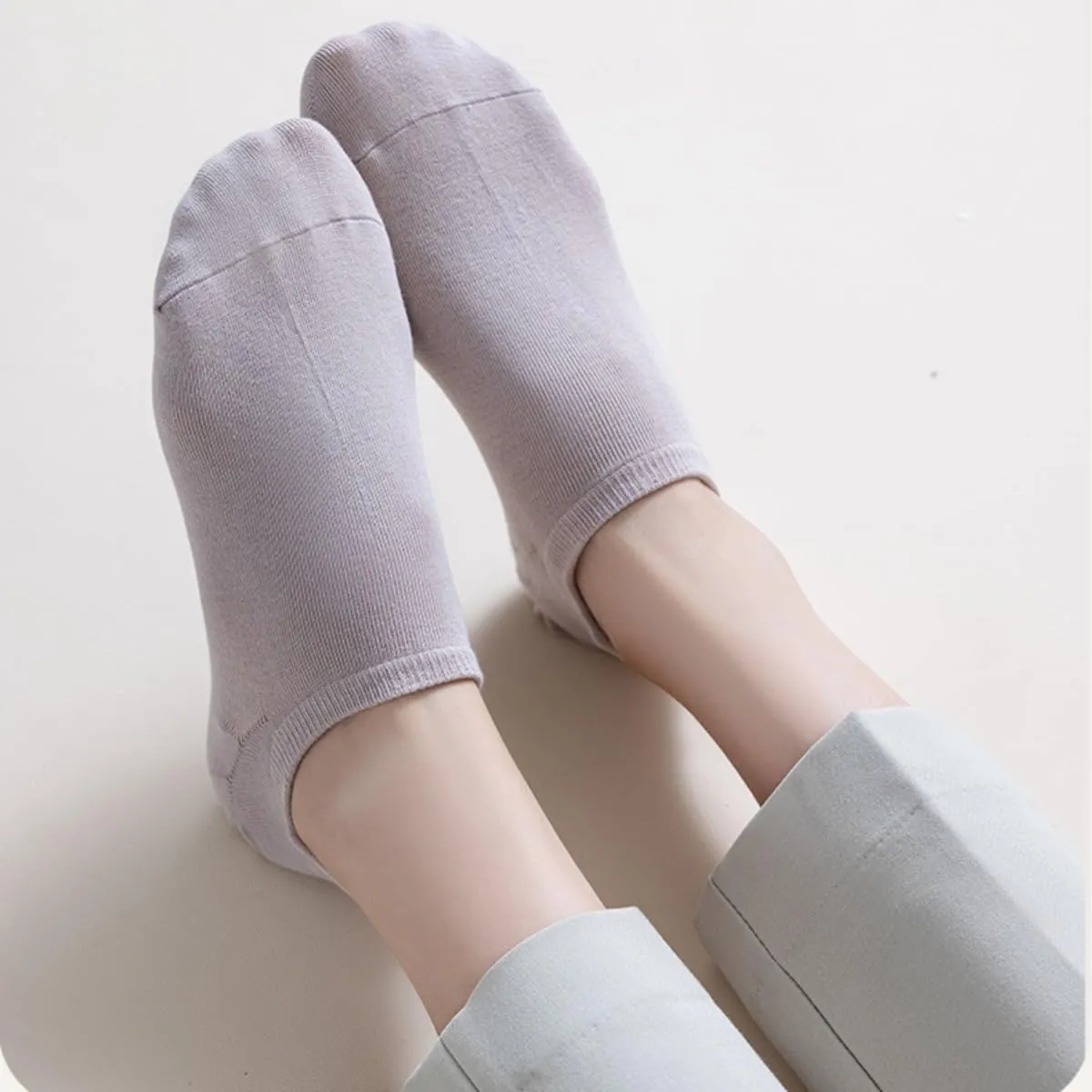 Ankle Socks for Women Pure Cotton No Show Socks Womens with Heel Tab Color Low Cut Soft 5 Pairs 4-8.5