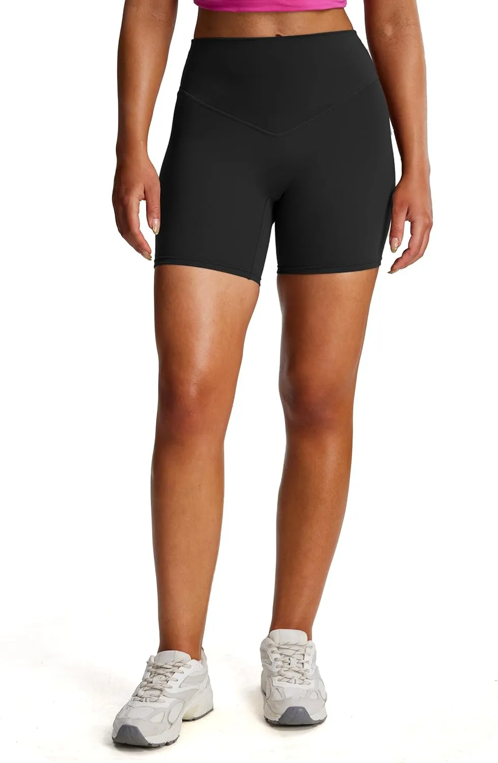 Aoxjox Breeze Workout Biker Shorts for Women Tummy Control High Waisted Exercise Athletic Gym Running Yoga Short 6"