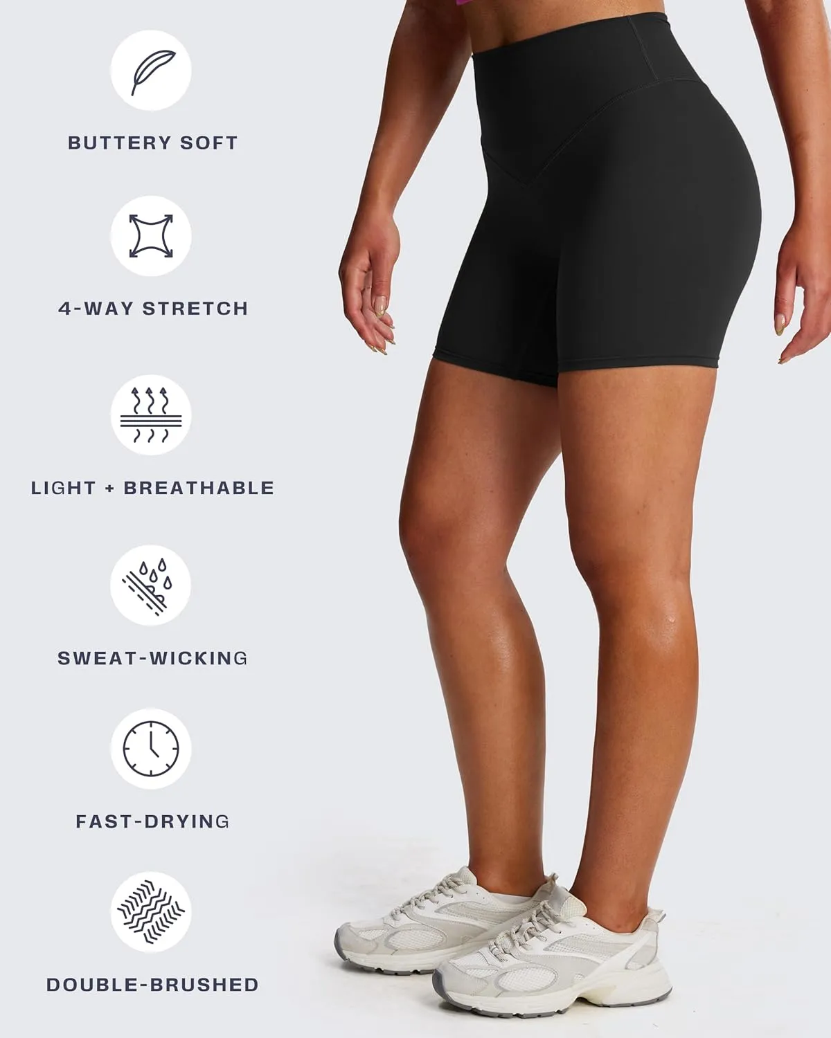Aoxjox Breeze Workout Biker Shorts for Women Tummy Control High Waisted Exercise Athletic Gym Running Yoga Short 6"