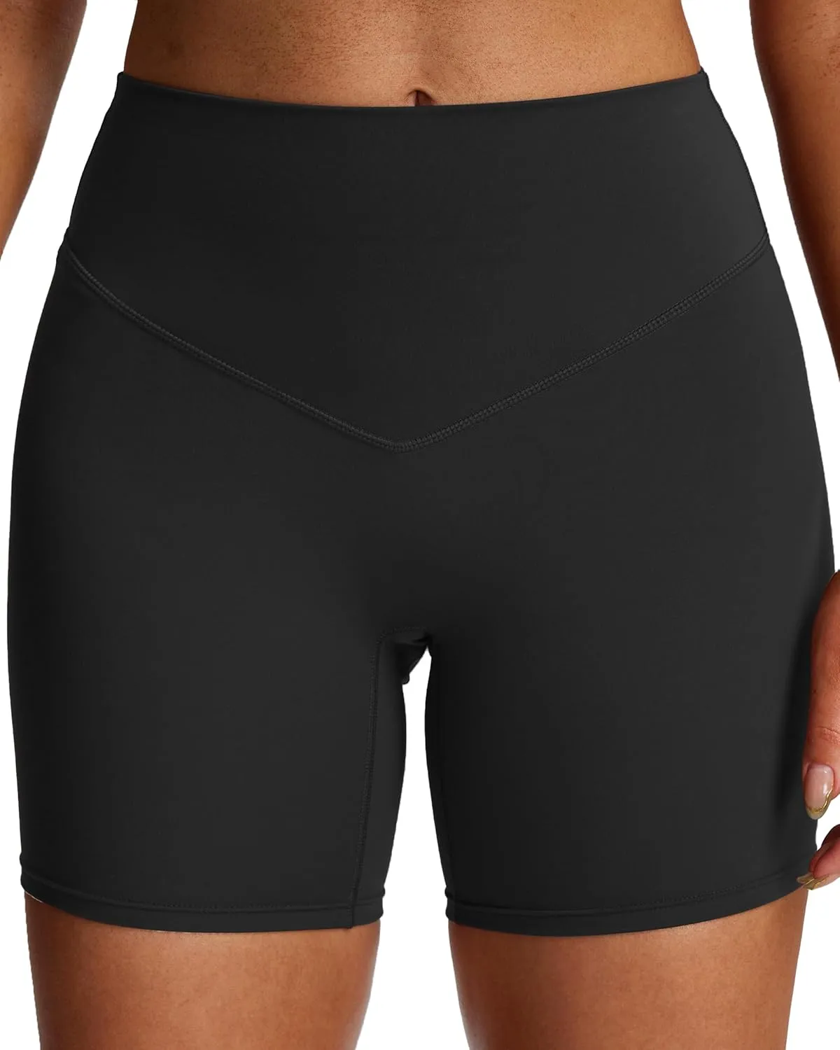 Aoxjox Breeze Workout Biker Shorts for Women Tummy Control High Waisted Exercise Athletic Gym Running Yoga Short 6"