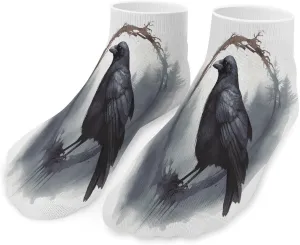 Athletic Cushion Ankle Socks for Women,Black Crow Low Cut Tab Socks Running Sport Quarter Socks No Show Socks