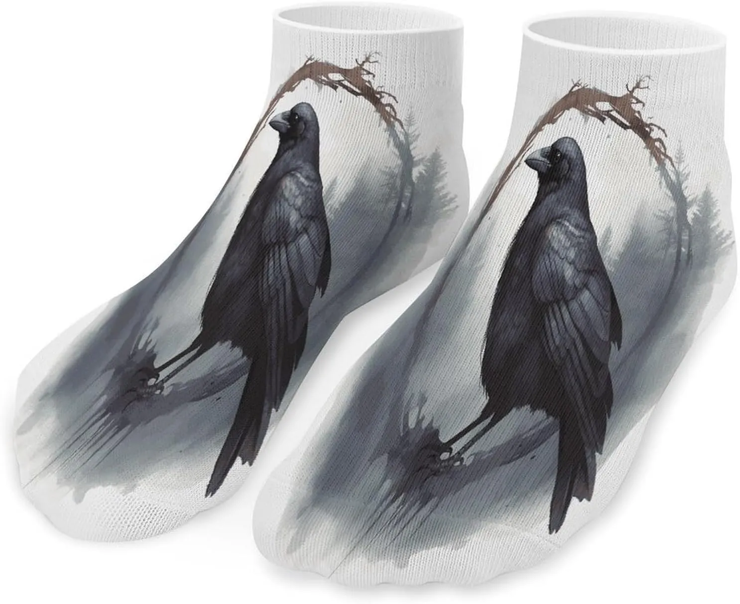 Athletic Cushion Ankle Socks for Women,Black Crow Low Cut Tab Socks Running Sport Quarter Socks No Show Socks