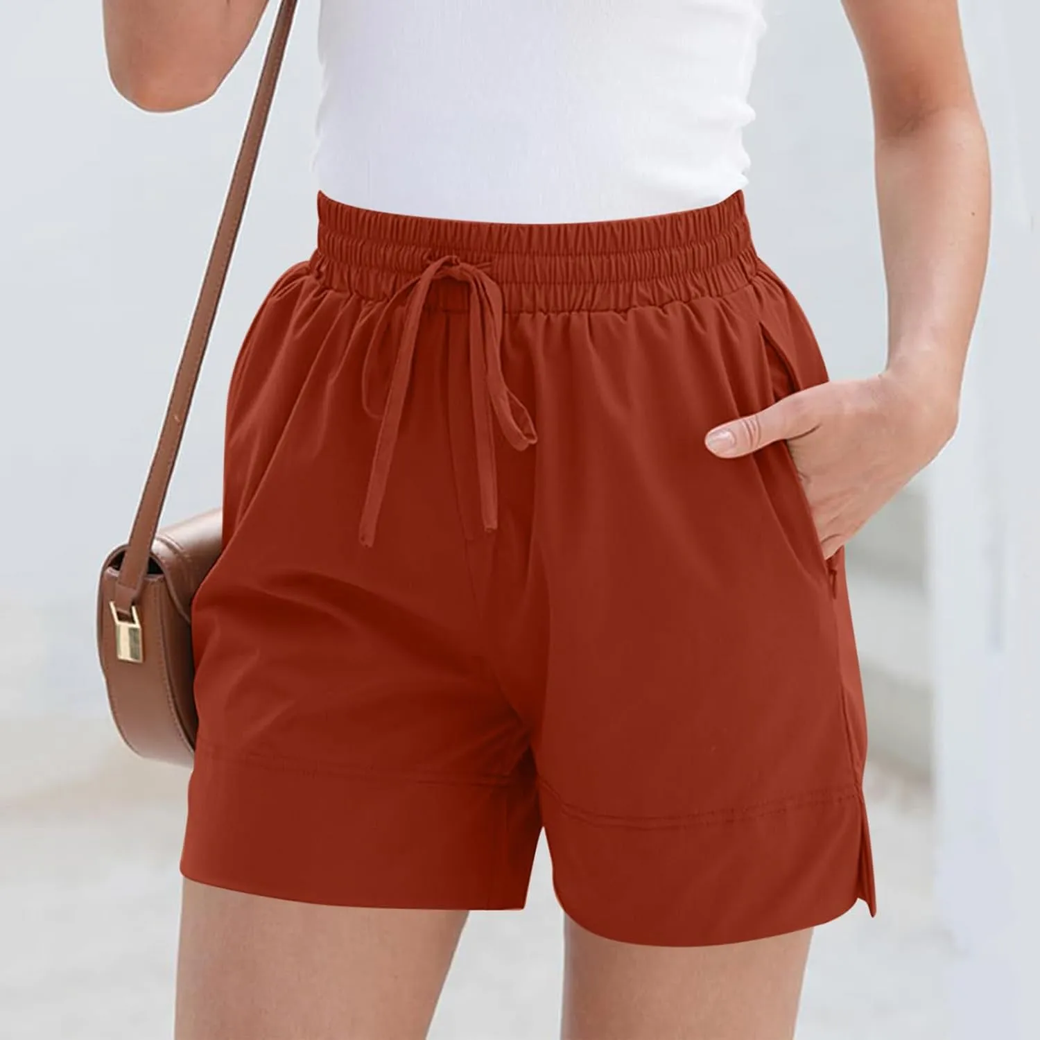 Athletic Shorts for Women Gym Workout Running Shorts Quick Dry with Zipper Pockets Stretchy High Waisted Fitness