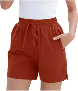 Athletic Shorts for Women Gym Workout Running Shorts Quick Dry with Zipper Pockets Stretchy High Waisted Fitness
