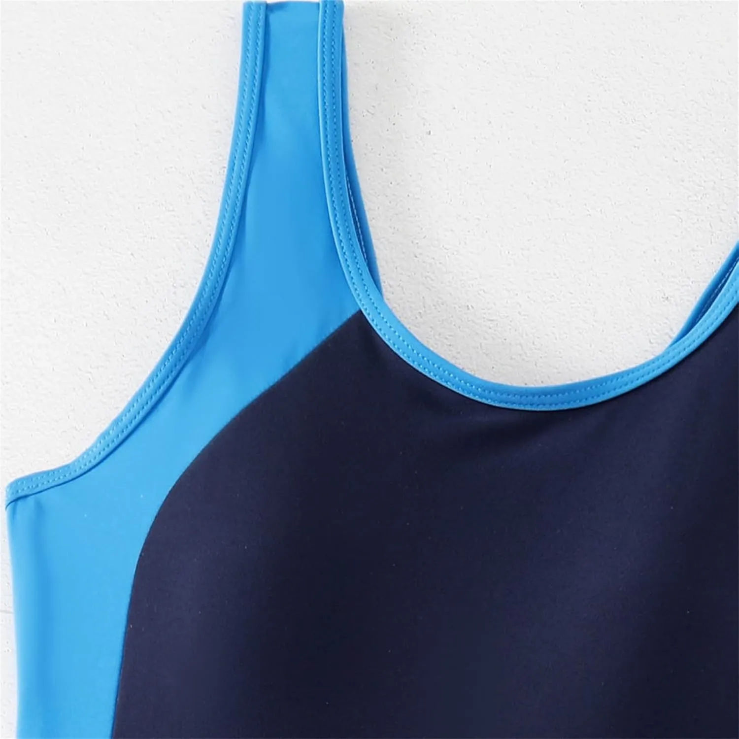 Athletic Swimsuits for Women Tummy Control One Piece Bathing Suits Color Block Backless Slimming Swimwear