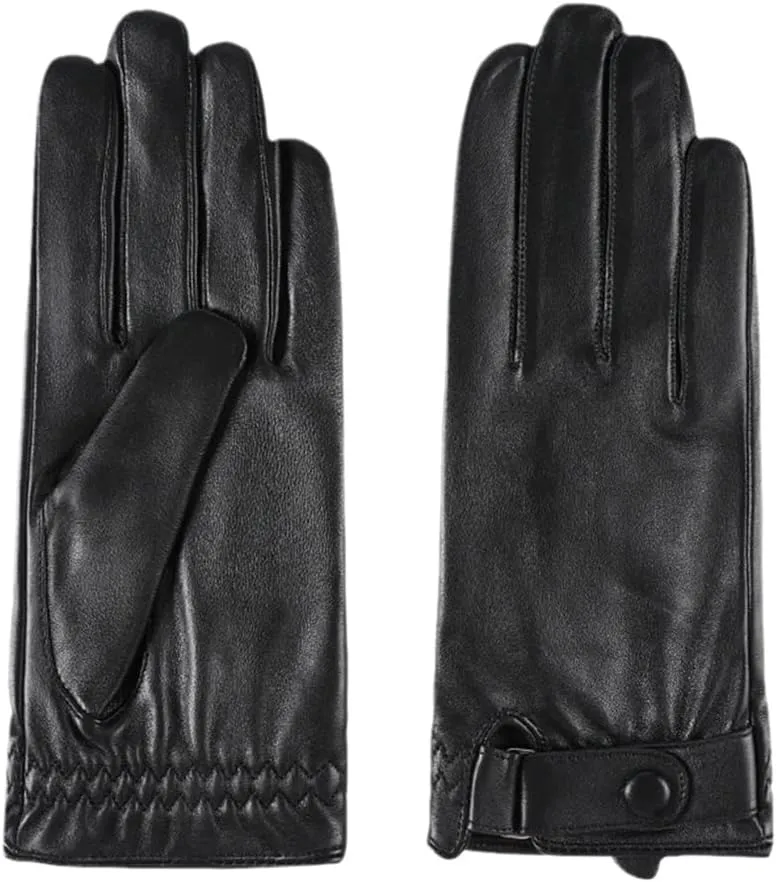 Autumn Men Geniune Leather Gloves, Winter Warm Driving Touch Screen Windproof Mittens