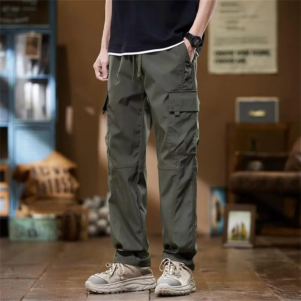 Banana Bucket Men's Casual Cargo Pants Workout Stretch Sweatpants Hiking Drawstring Tactical Pants with Multi Pockets