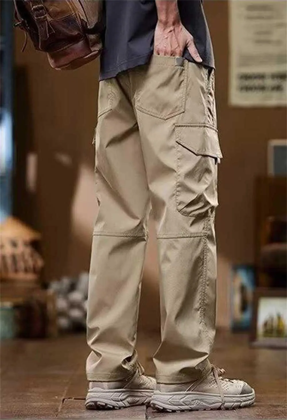 Banana Bucket Men's Casual Cargo Pants Workout Stretch Sweatpants Hiking Drawstring Tactical Pants with Multi Pockets