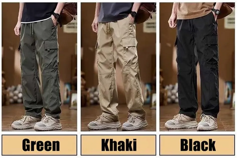 Banana Bucket Men's Casual Cargo Pants Workout Stretch Sweatpants Hiking Drawstring Tactical Pants with Multi Pockets