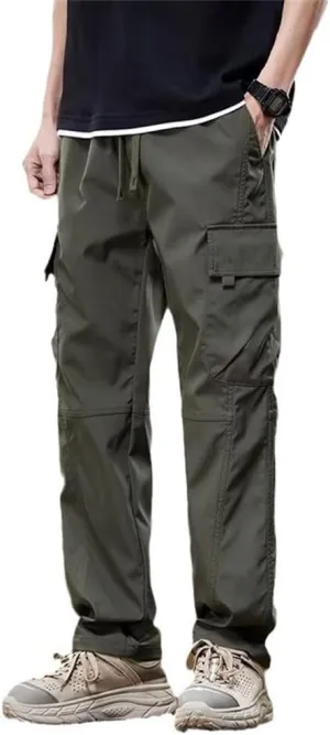 Banana Bucket Men's Casual Cargo Pants Workout Stretch Sweatpants Hiking Drawstring Tactical Pants with Multi Pockets