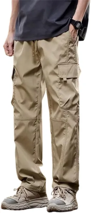 Banana Bucket Men's Casual Cargo Pants Workout Stretch Sweatpants Hiking Drawstring Tactical Pants with Multi Pockets