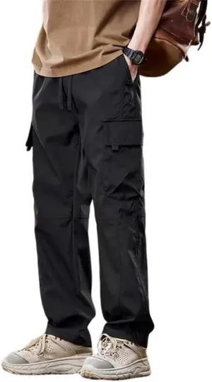 Banana Bucket Men's Casual Cargo Pants Workout Stretch Sweatpants Hiking Drawstring Tactical Pants with Multi Pockets