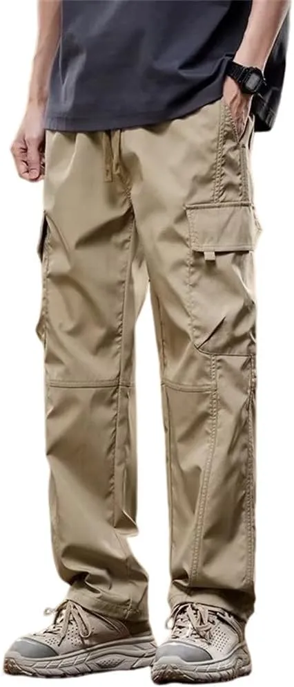 Banana Bucket Men's Casual Cargo Pants Workout Stretch Sweatpants Hiking Drawstring Tactical Pants with Multi Pockets