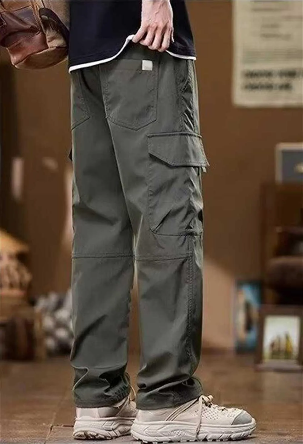 Banana Bucket Men's Casual Cargo Pants Workout Stretch Sweatpants Hiking Drawstring Tactical Pants with Multi Pockets