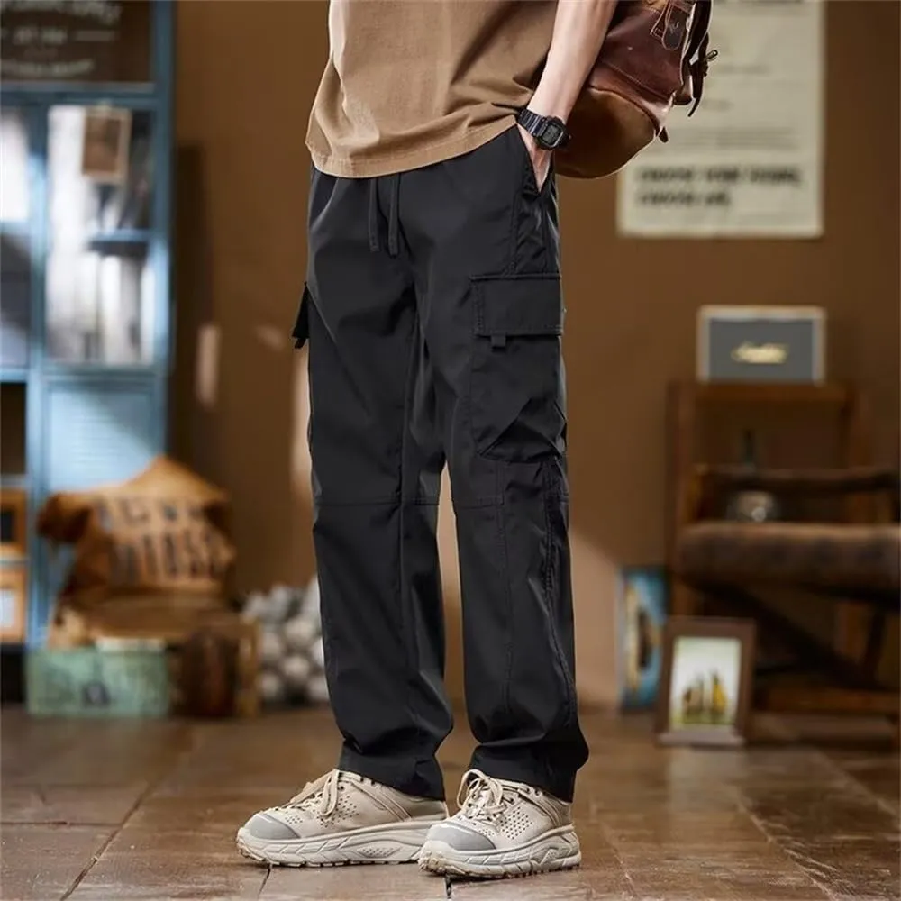 Banana Bucket Men's Casual Cargo Pants Workout Stretch Sweatpants Hiking Drawstring Tactical Pants with Multi Pockets