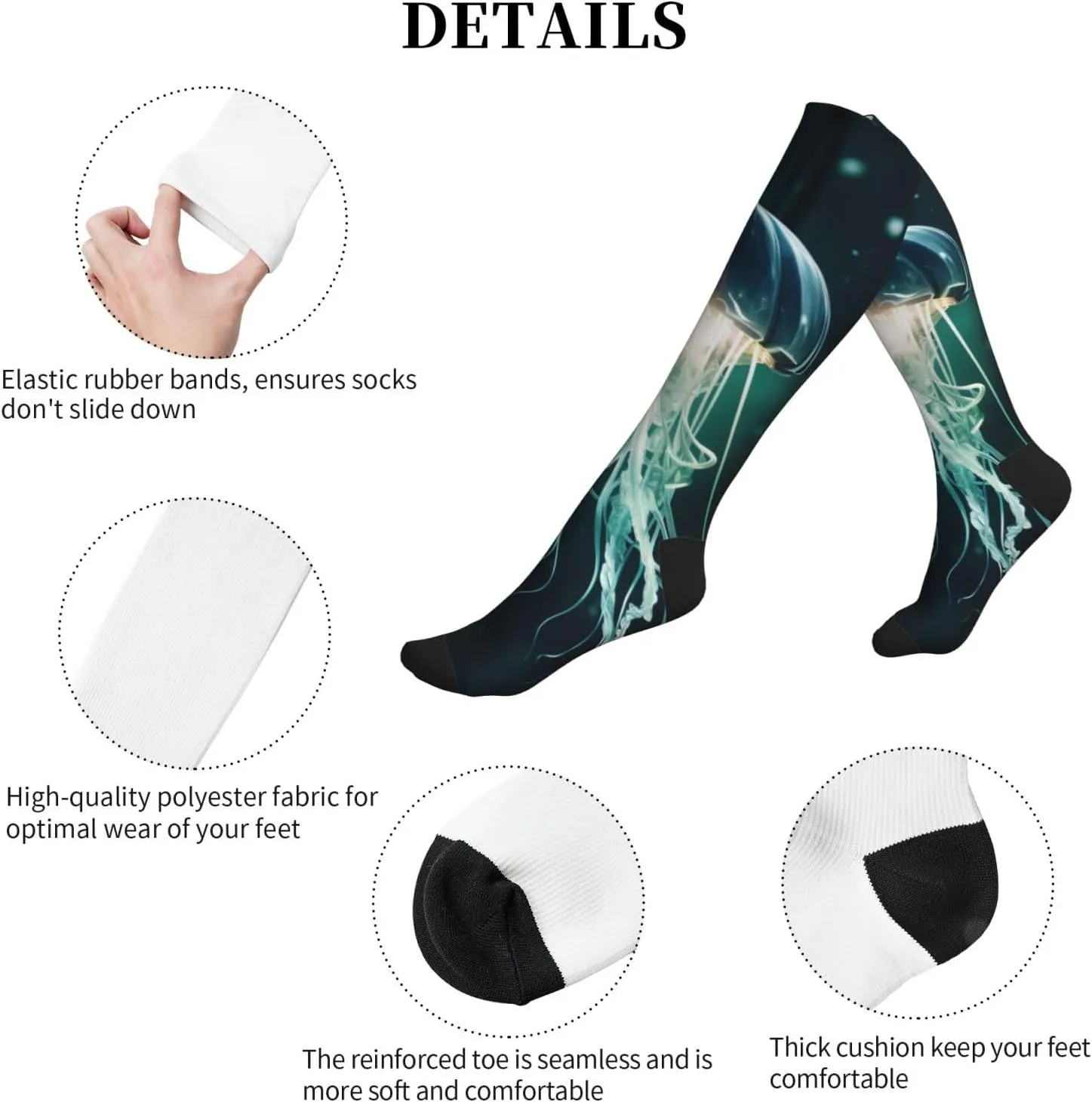 Beautiful Jellyfish Print Circulation Compression Socks For Plantar Fasciitis Edema And Post Surgery