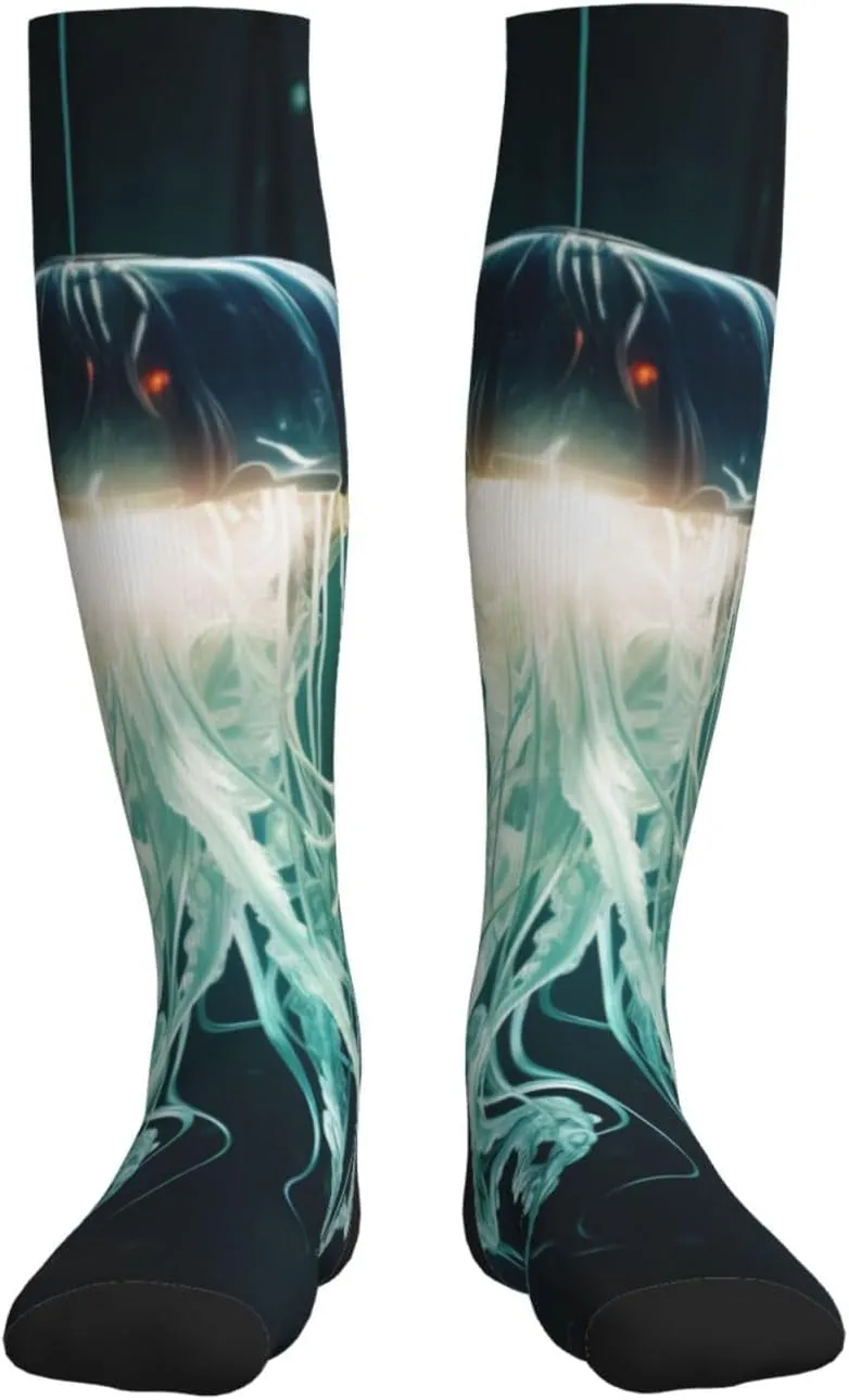 Beautiful Jellyfish Print Circulation Compression Socks For Plantar Fasciitis Edema And Post Surgery