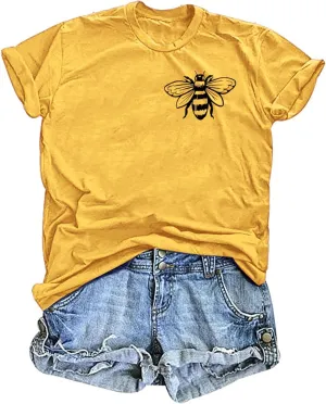 Bee T-Shirt for Women: Cute Bee Graphic Shirts Bee Kind T Shirt Funny Inspirational Casual Tees Tops