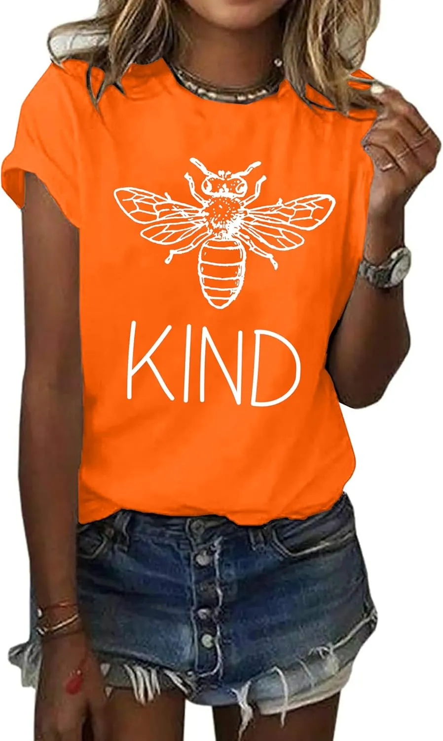 Bee T-Shirt for Women: Cute Bee Graphic Shirts Bee Kind T Shirt Funny Inspirational Casual Tees Tops