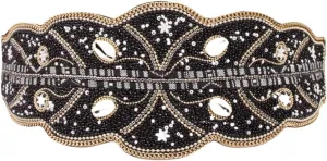 Bohemian Belts for Women Wide Stretch Elastic Waist Belt Body Chain Handmade Beaded Flower Adjustable Belt