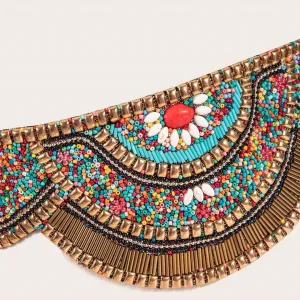 Bohemian Belts for Women Wide Stretch Elastic Waist Belt Body Chain Handmade Beaded Flower Adjustable Belt