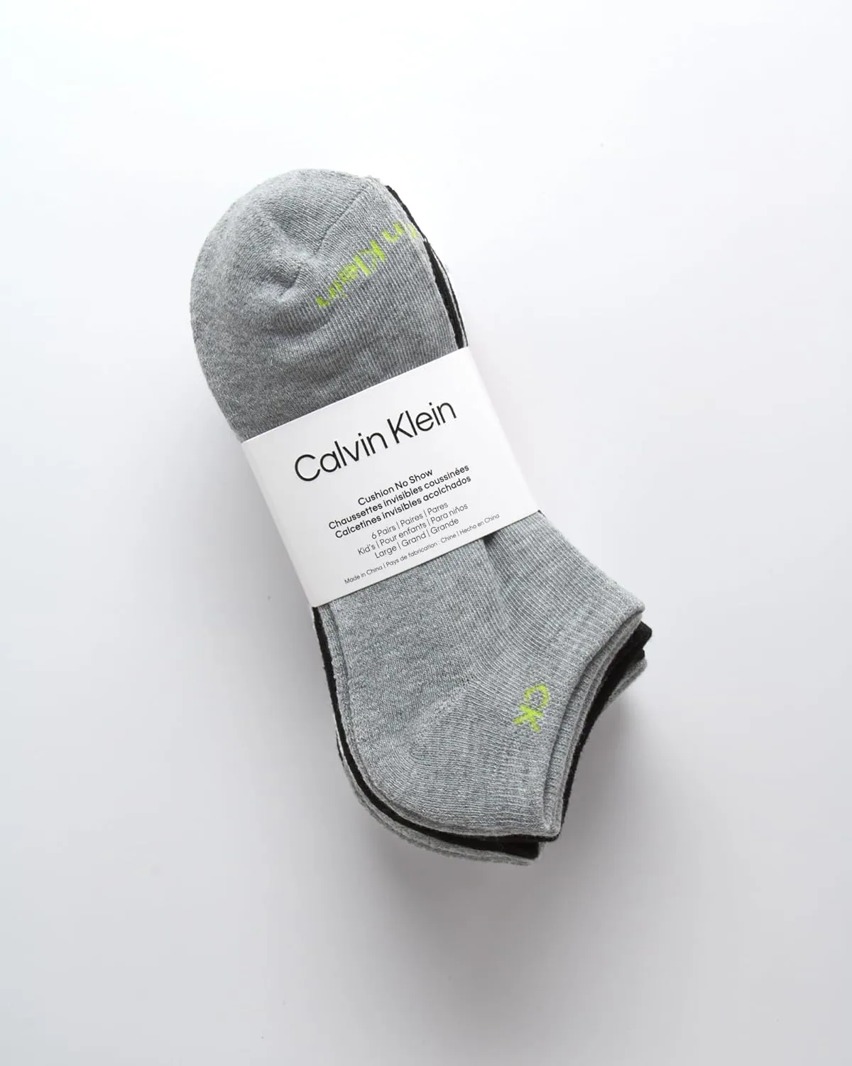 Calvin Klein Boys' No Show Socks - 6 Pack Stretch Performance Cushioned Comfort Low Cut Athletic Socks with Arch Support