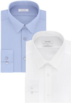Calvin Klein Men's Dress Shirt Slim Fit Non-iron Herringbone