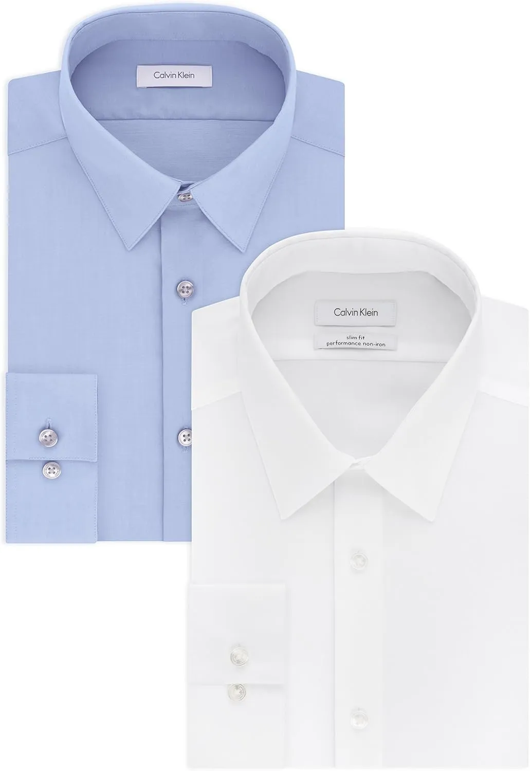 Calvin Klein Men's Dress Shirt Slim Fit Non-iron Herringbone