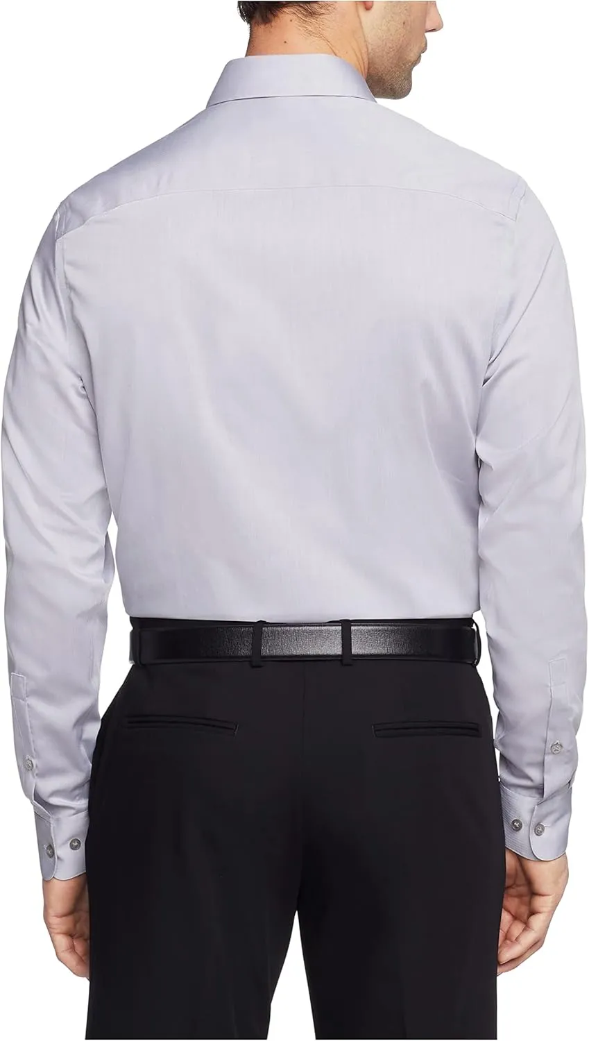 Calvin Klein Men's Regular Fit Non Iron Herringbone Spread Collar Dress Shirt