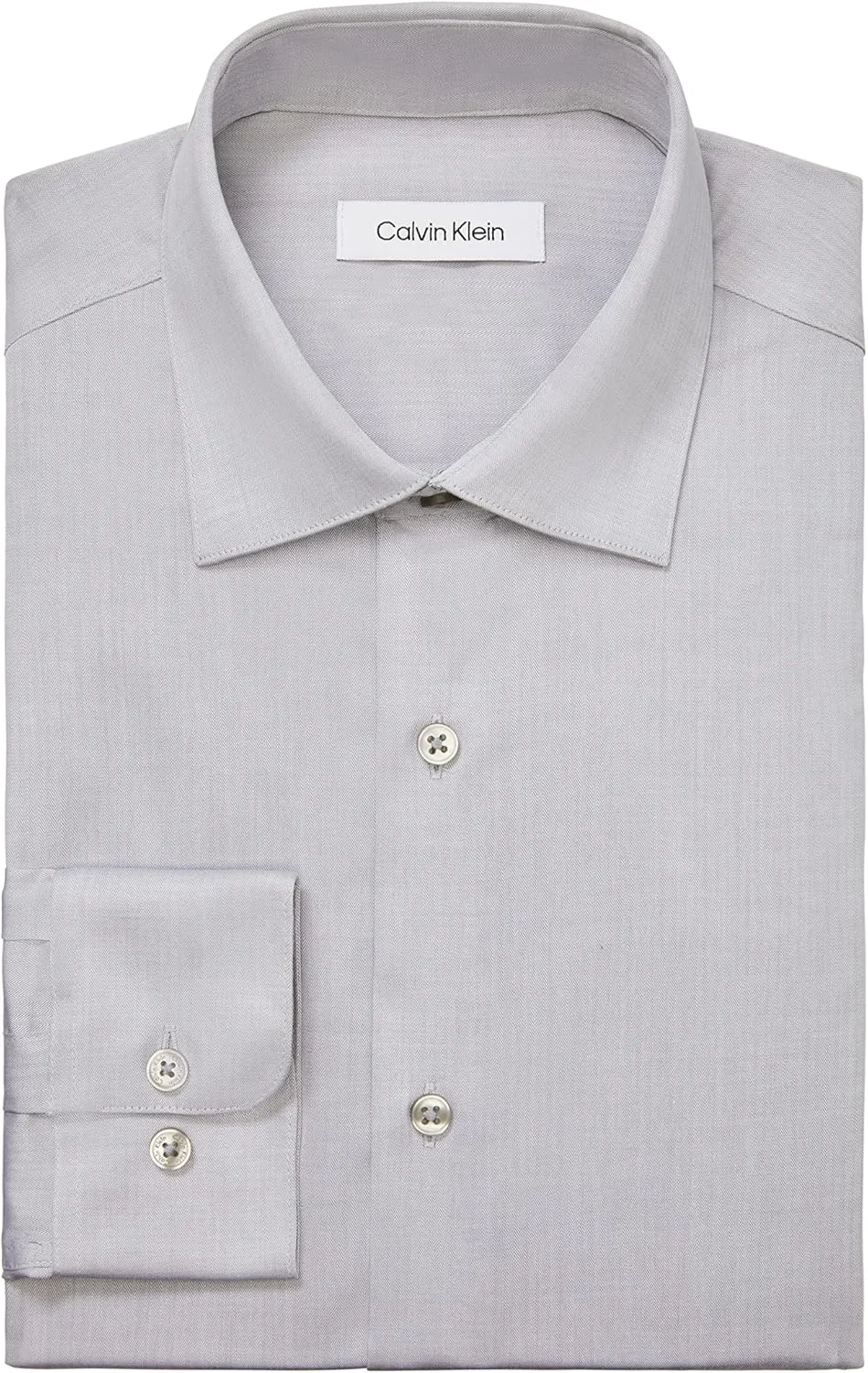 Calvin Klein Men's Regular Fit Non Iron Herringbone Spread Collar Dress Shirt