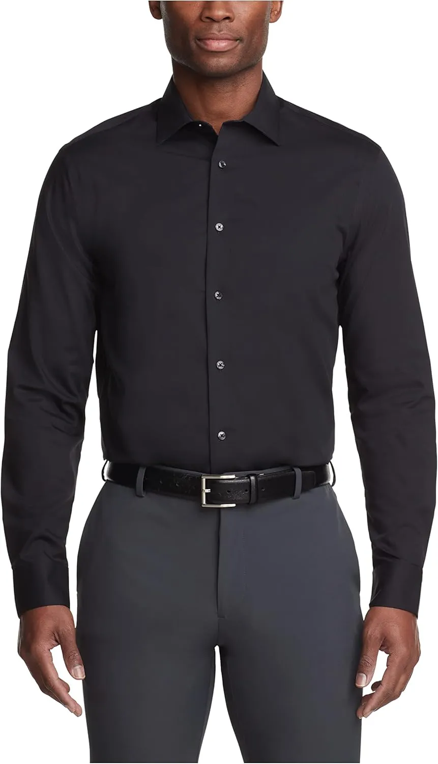 Calvin Klein Men's Regular Fit Non Iron Herringbone Spread Collar Dress Shirt