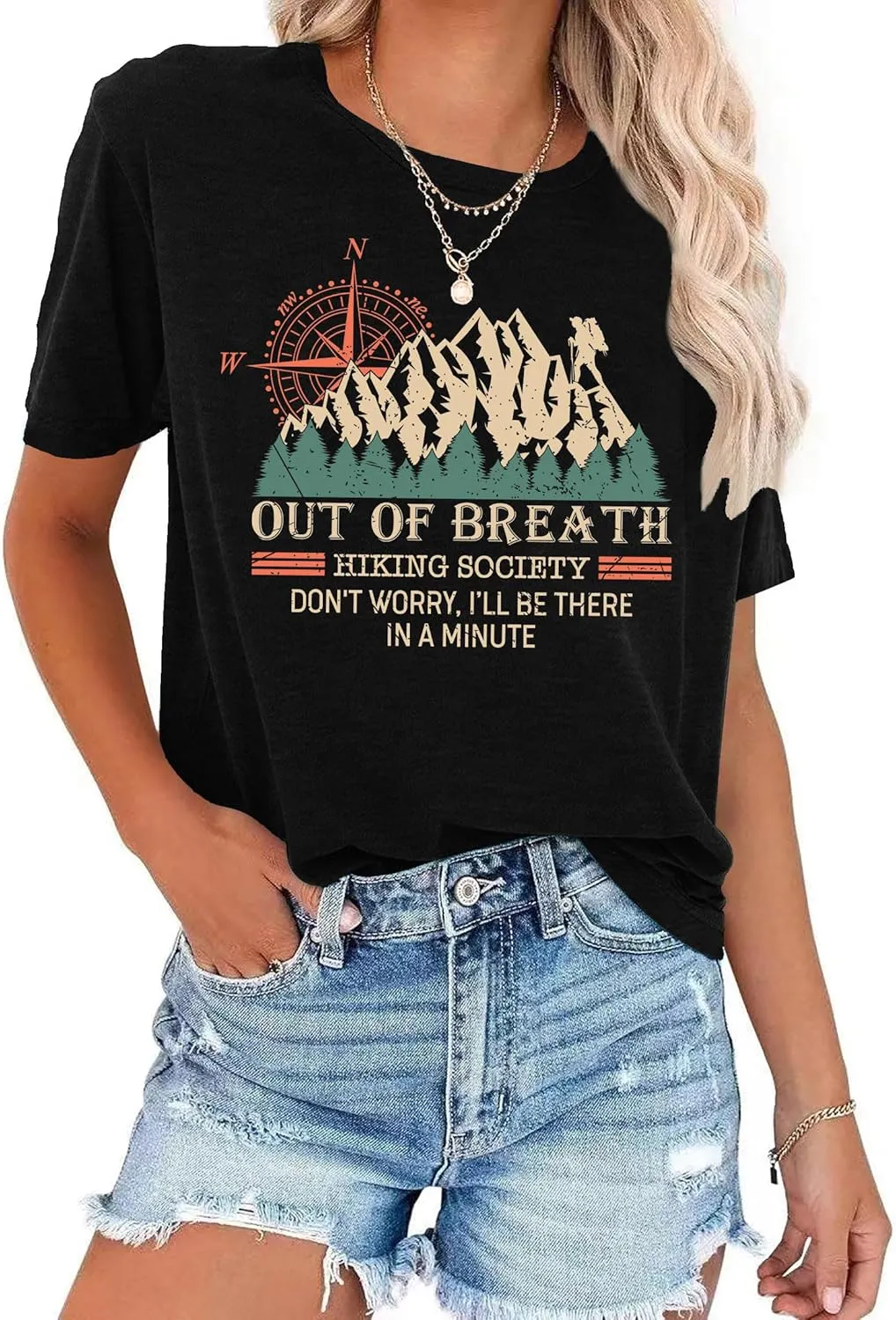 Camping Shirts Women: Camping Mountain Hiking Tshirt Funny Outdoor Graphic Tees Hiking Lovers Tops