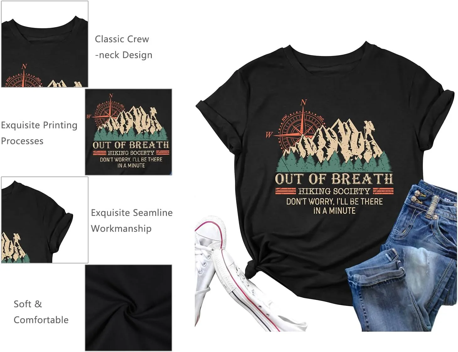 Camping Shirts Women: Camping Mountain Hiking Tshirt Funny Outdoor Graphic Tees Hiking Lovers Tops