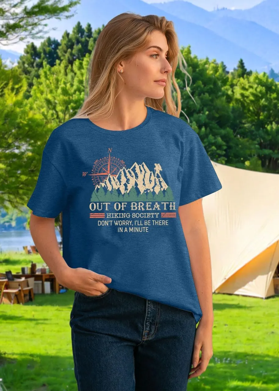 Camping Shirts Women: Camping Mountain Hiking Tshirt Funny Outdoor Graphic Tees Hiking Lovers Tops