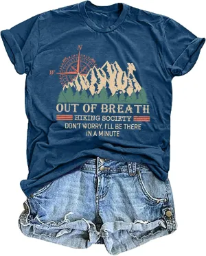 Camping Shirts Women: Camping Mountain Hiking Tshirt Funny Outdoor Graphic Tees Hiking Lovers Tops