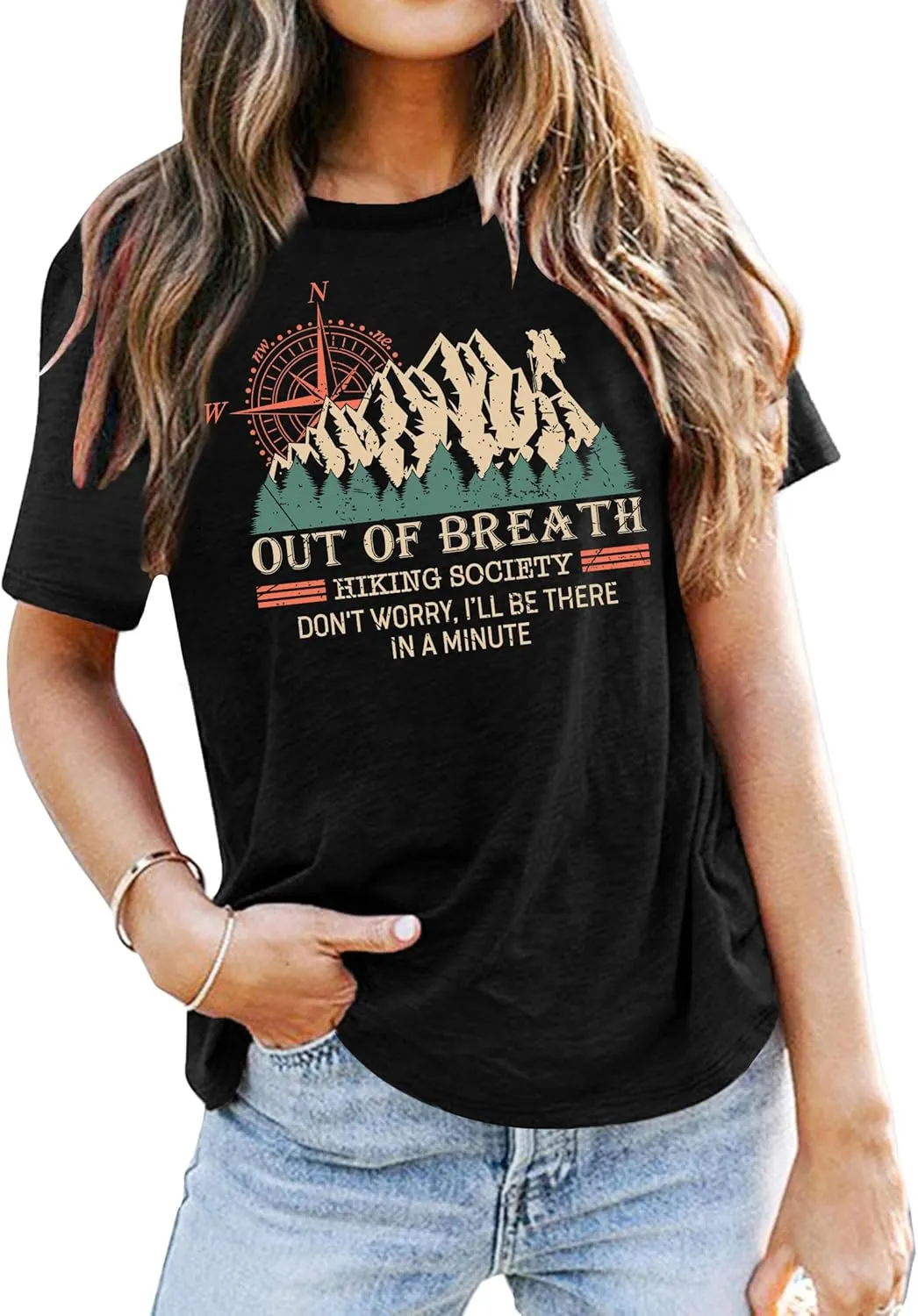 Camping Shirts Women: Camping Mountain Hiking Tshirt Funny Outdoor Graphic Tees Hiking Lovers Tops