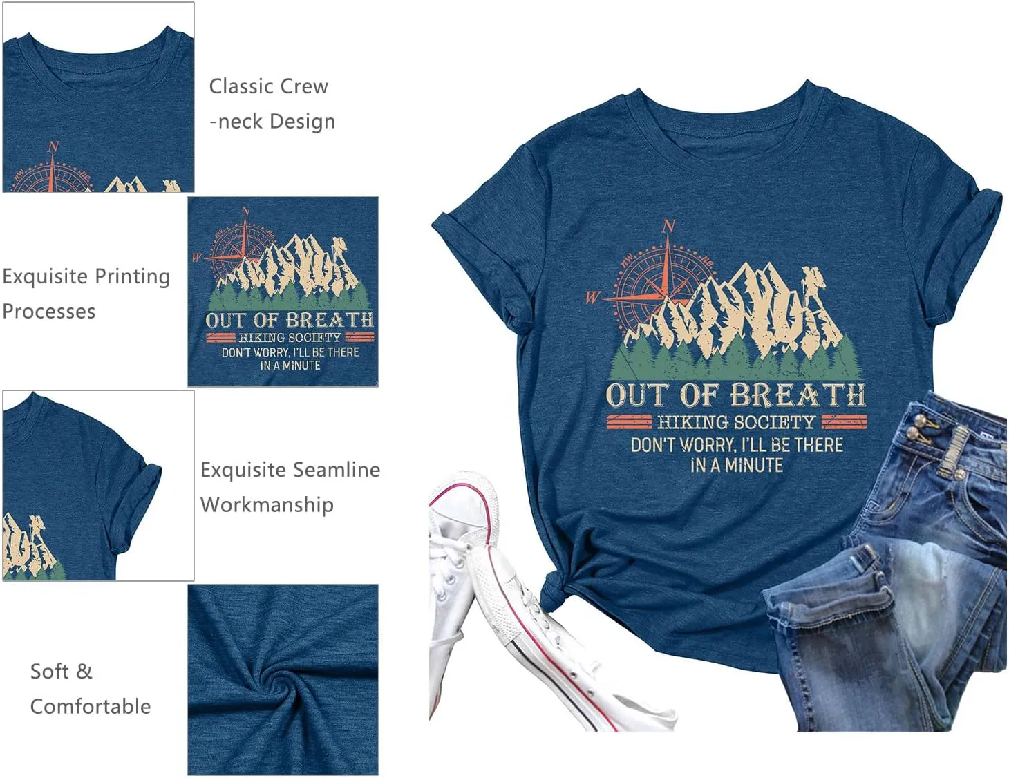 Camping Shirts Women: Camping Mountain Hiking Tshirt Funny Outdoor Graphic Tees Hiking Lovers Tops
