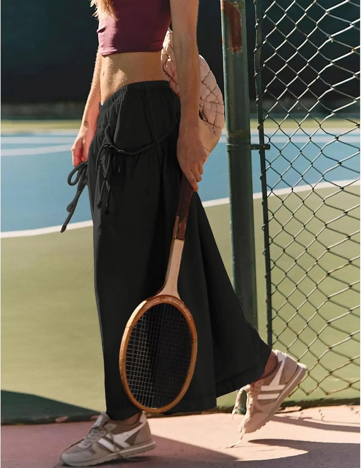Capri Track Pants for Women Summer Pocket Drawstring Wide Leg Elastic Waist Loose Casual Vacation Trousers 2025