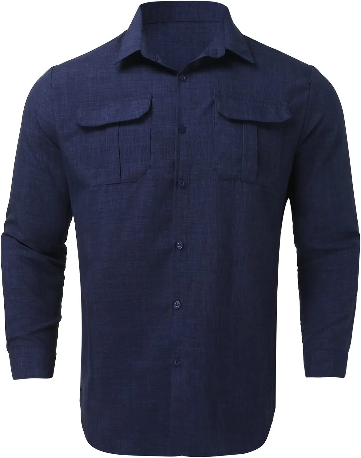 Cargo Shirts for Men Construction Work Shirts Button Up UV Long Sleeve Sun Protection Tactical Hiking Fishing Shirt
