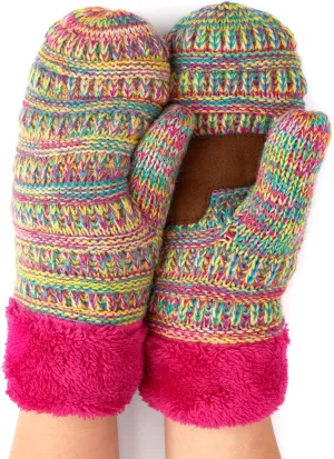 C.C CC Super Thick Fuzzy Fleeced Lined Warm Winter Knitted Mittens Gloves