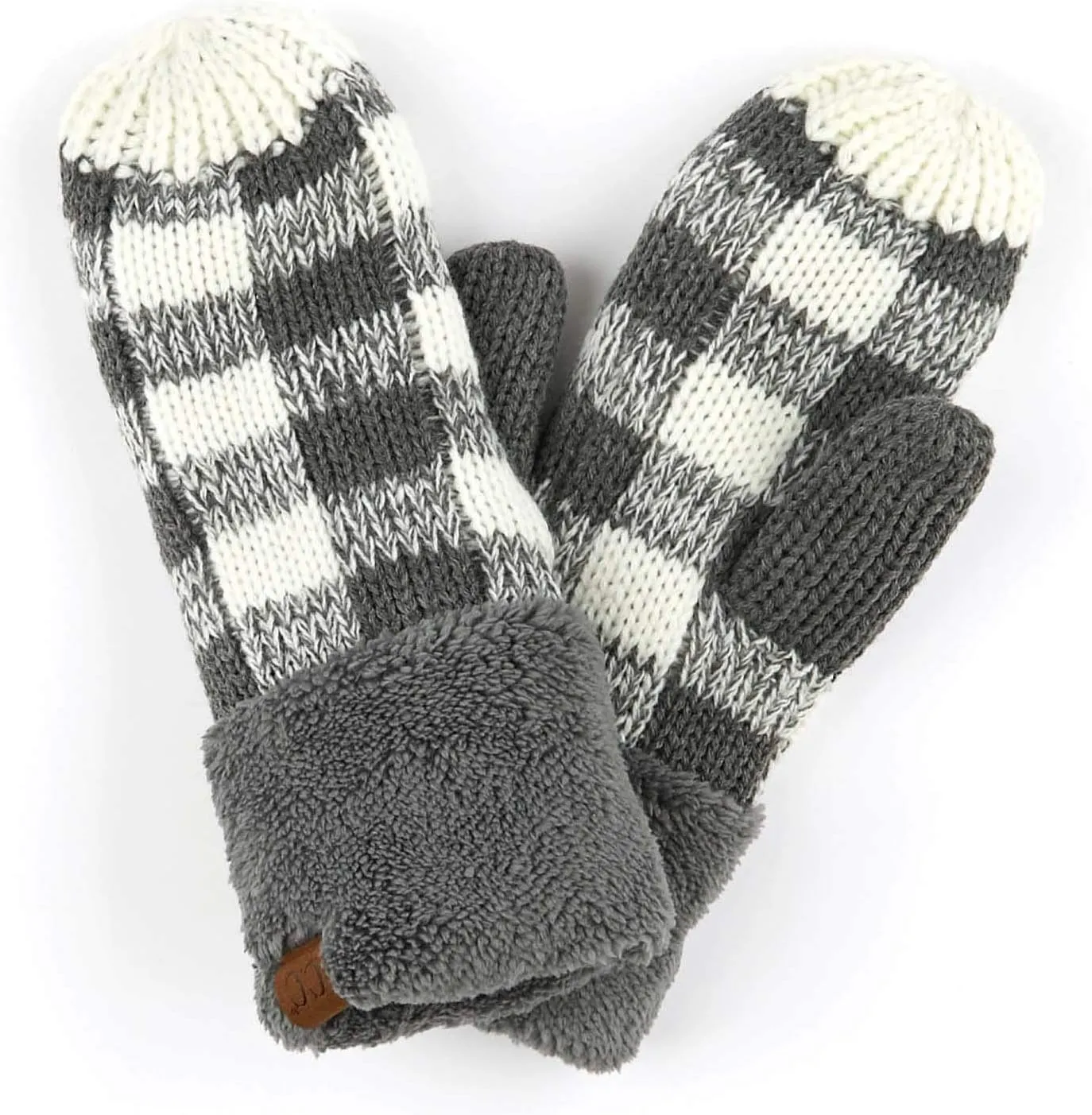 C.C CC Super Thick Fuzzy Fleeced Lined Warm Winter Knitted Mittens Gloves
